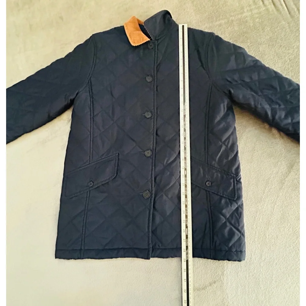 Lauren Ralph Lauren Jacket Womens PS Navy Quilted Corduroy Collar Barn Coat